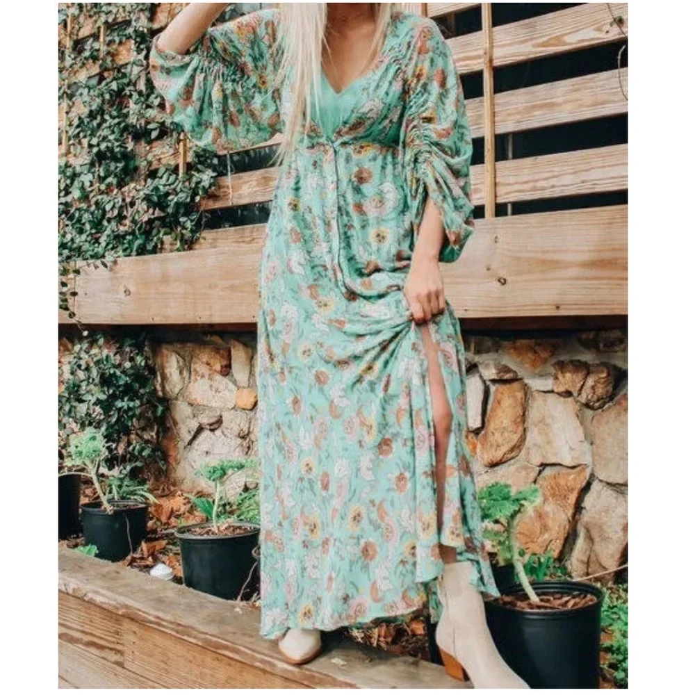 Free People Earthfolk Floral Maxi Dress in Green Combo - Picture 2 of 16